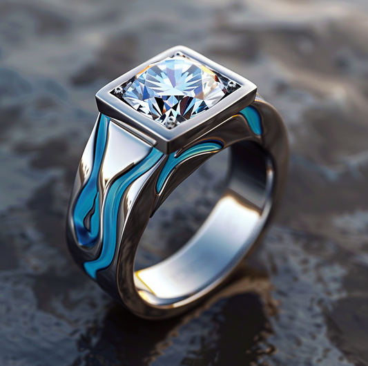 Azure Ripple Men's Minimalist Poolside Diamond Ring