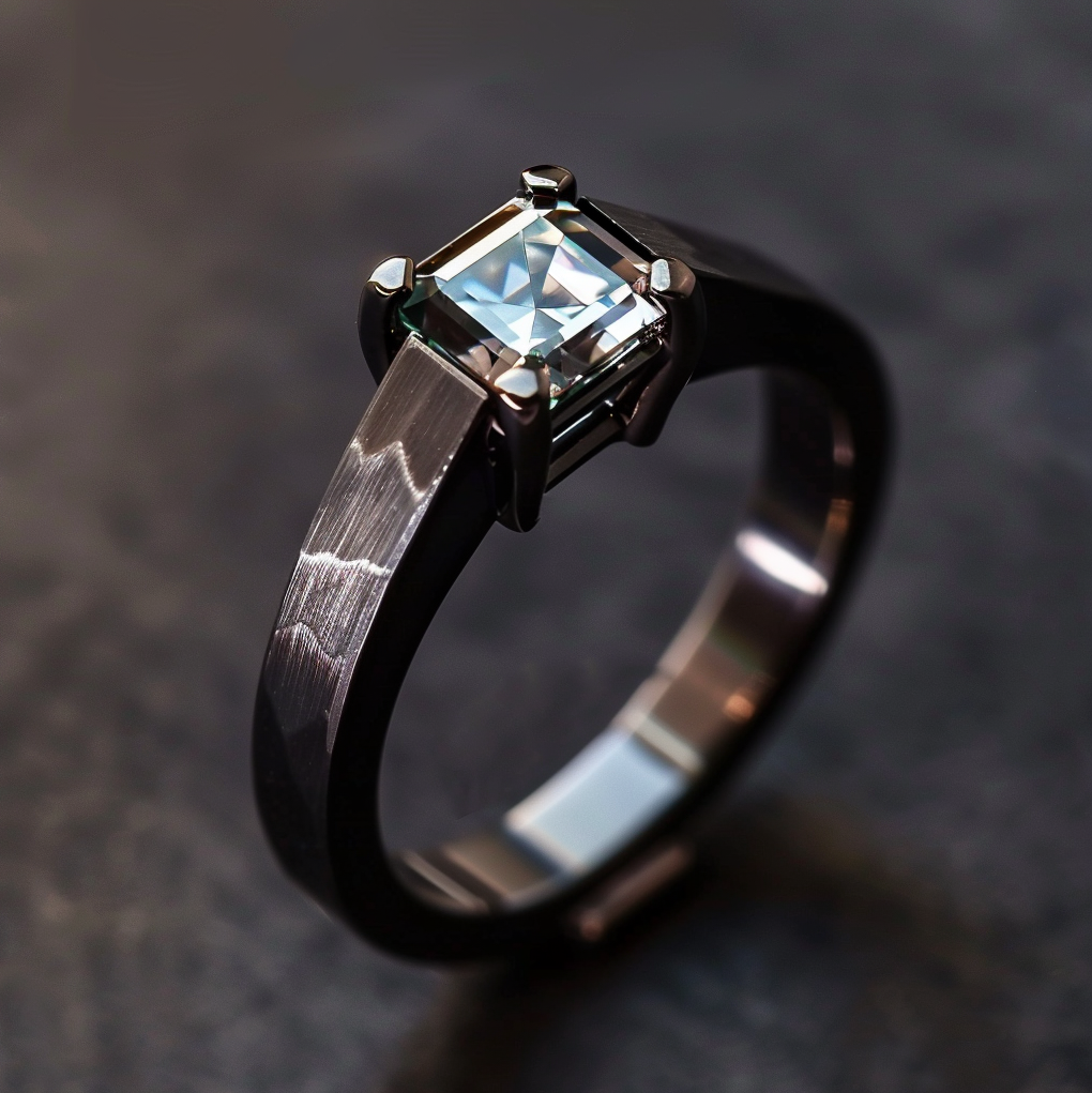 「Black Vortex Edge」CEO Diamond Signet Ring