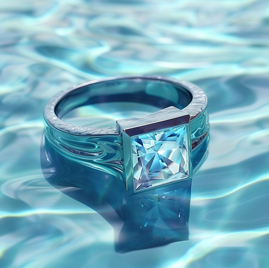 Azure Ripple Men's Minimalist Poolside Diamond Ring