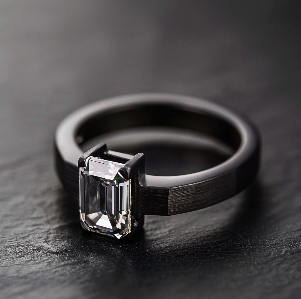 「Black Vortex Edge」CEO Diamond Signet Ring