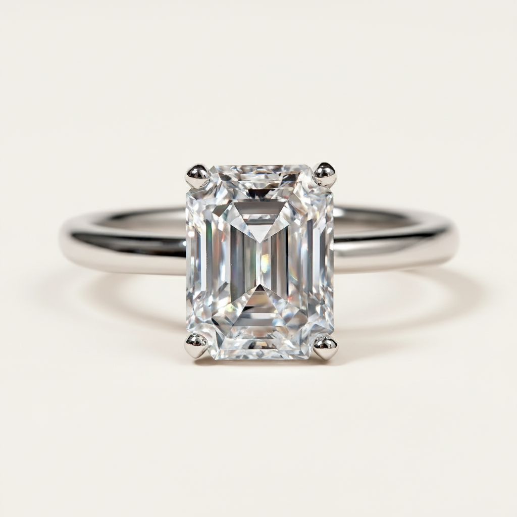 Kiss of Dew 3-carat Emerald Lab-grown Diamond Ring