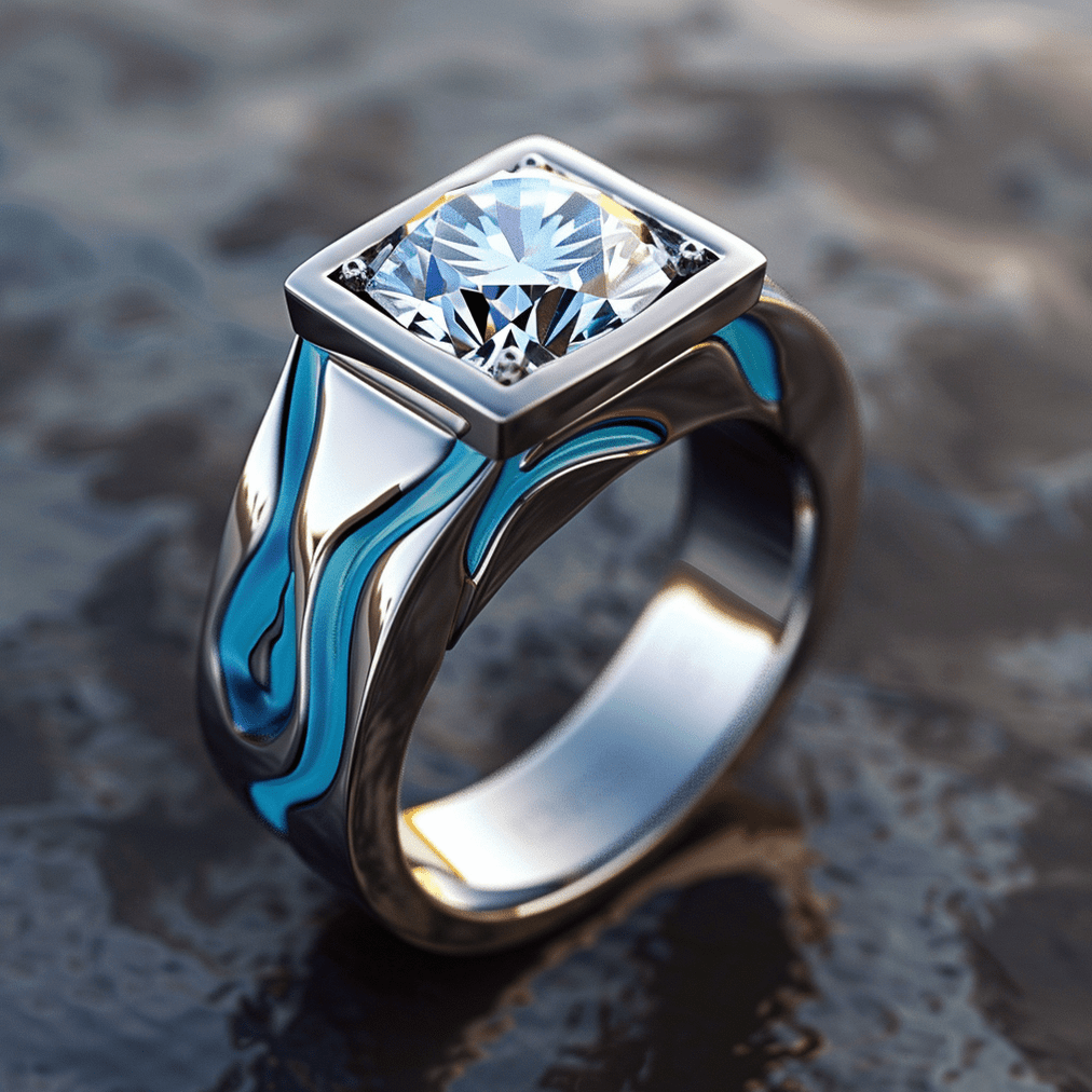 Azure Ripple Men's Minimalist Poolside Diamond Ringvanguardjewels Ring