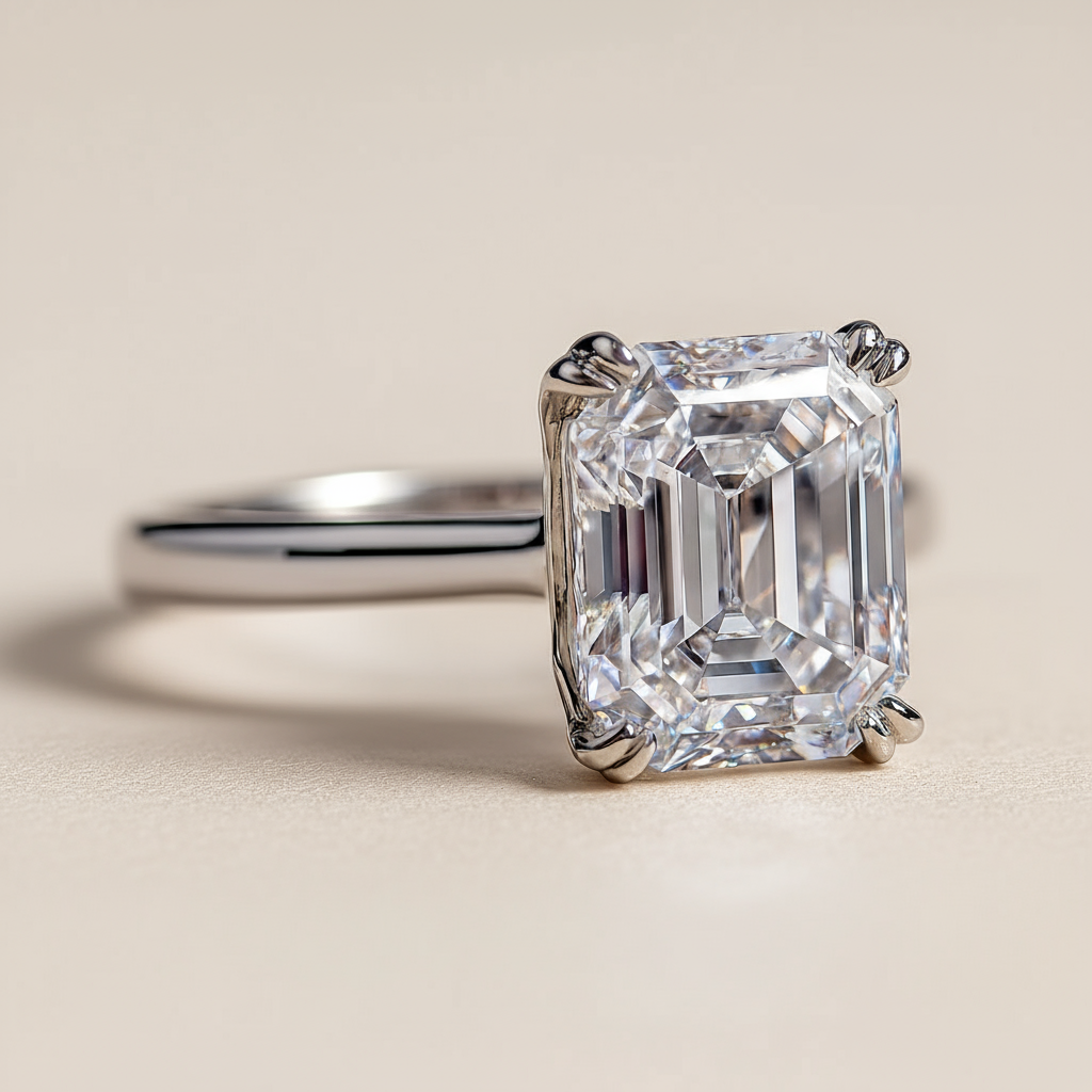 Kiss of Dew 3-carat Emerald Lab-grown Diamond Ring