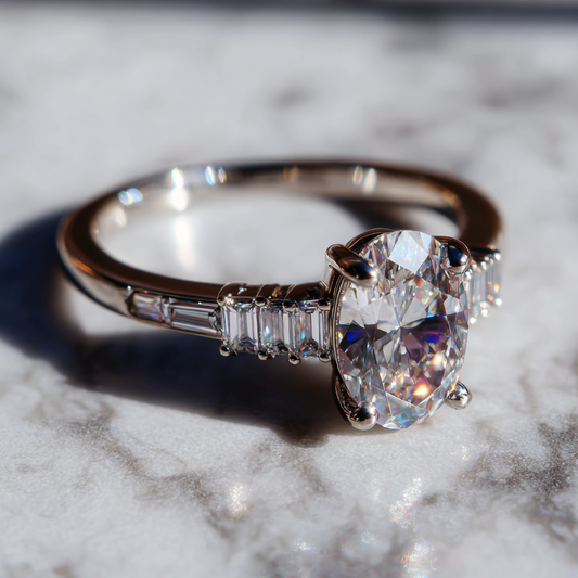 Horizon Line 3ct East-West Set Oval Lab Grown Diamond Ring